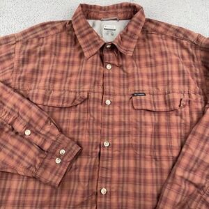 Columbia Shirt Mens 2XL Rust Plaid Titanium Omni-Dry Vented Button Down Hiking